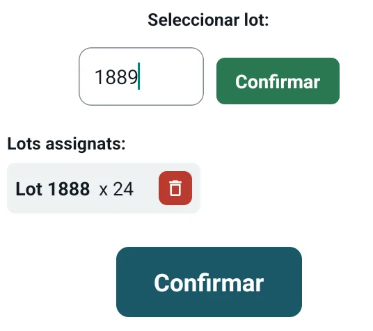 Pantalla de l’aplicació de tauleta amb la preparació d’una comanda.